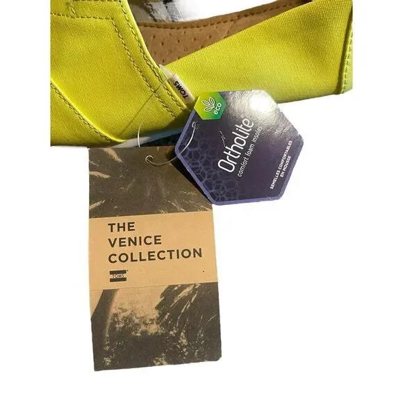NWT Women's Toms Neon Yellow Slip On Canvas Shoes Size 7 - Picture 10 of 12